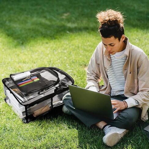 حقيبة صافية شديدة التحمل PVC PVC مقاومة للماء حقيبة ظهر شفافة انظر من خلال أكياس الكتب مع حزام معزز للنزهة ، الكلية ، العمل ، السفر ، الحفلات الموسيقية ، الشاطئ ، صالة الألعاب الرياضية in Kuwait