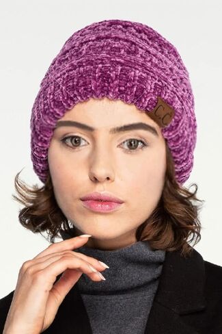 ScarvesMe Soft Winter Warm Solid Color Ribbed Chenille Beanie in Saudi Arabia