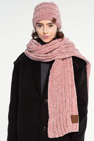 ScarvesMe Soft Winter Warm Solid Color Ribbed Chenille Beanie in Saudi Arabia