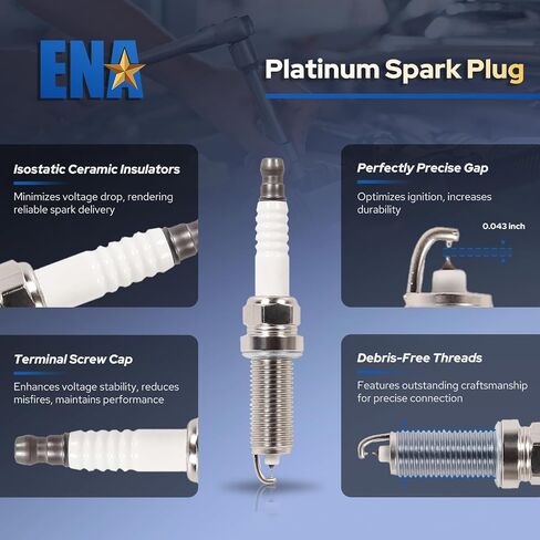 ENA Platinum Spark Plug for 5118 PLZKAR6A11 Compatible with Nissan Frontier 2005-2017 2.5L Sentra 2007-2010 2.0L 2013-2017 1.8L Micra 2015-2017 1.6L Versa 2012-2017 Versa Mote 2014-2017 1.6L Set of 4 in Saudi Arabia