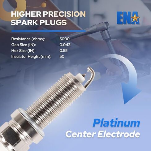 ENA Platinum Spark Plug for 5118 PLZKAR6A11 Compatible with Nissan Frontier 2005-2017 2.5L Sentra 2007-2010 2.0L 2013-2017 1.8L Micra 2015-2017 1.6L Versa 2012-2017 Versa Mote 2014-2017 1.6L Set of 4 in Saudi Arabia