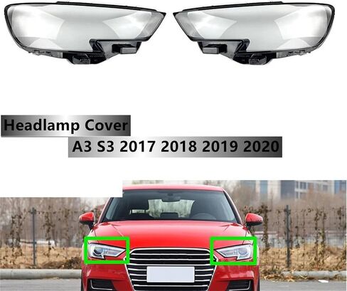 Left/Right Car Headlight Lens Glass Lampcover Cover Lampshade Shell Compatible for A3 2017 2018 2019 2020 Headlight Cover Shell(Only Left Side) in Saudi Arabia