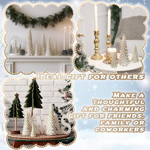 5 Pcs Sage Green Christmas Tree Figurines 11''/ 8.6''/ 7''/4.7'' Glittered Christmas Trees Resin Stone Christmas Holiday Figurines Christmas Desk Decor Centerpieces for Tabletop Decorations in Saudi Arabia