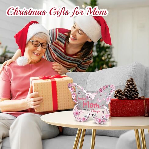 Eletorot Gifts for Mom from Daughter: Unique Mom Birthday Gifts, Butterfly-Shaped Acrylic Keepsake Mom Gifts from Daughter Son, 5x3.8 inch Mothers Day Christmas Gifts for Mom in Saudi Arabia