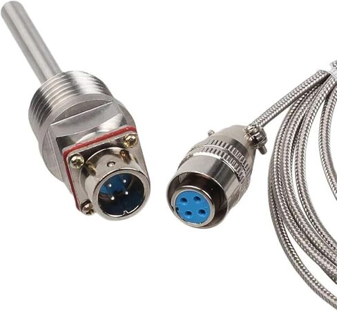 RTD PT100 Temperature Sensor 50~200mm Probe 1/2" NPT Threads with 1~5m Cable -58°F-572oF Waterproof and Oil-Proof Anti-Corrosion(Length 1m,200mm) in Kuwait