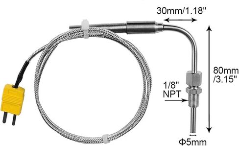 1300°C K Type EGT Motor Exhaust Gas Temperature Sensor Stainless Steel Probe Thermocouple Tube Thread 1/8’' NPT Elbow Male Plugs(Cable Length 7m) in Saudi Arabia