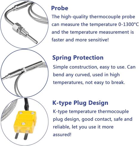 1300°C K Type EGT Motor Exhaust Gas Temperature Sensor Stainless Steel Probe Thermocouple Tube Thread 1/8’' NPT Elbow Male Plugs(Cable Length 7m) in Saudi Arabia