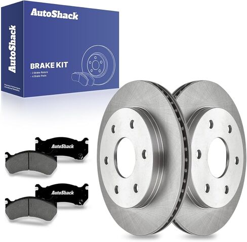 AutoShack Front Brake Rotors Premium Ceramic Brake Pads | Replacement for GMC Savana 1500 Sierra 1500 Classic Yukon XL 1500 Chevrolet Silverado 1500 Tahoe 2003-2008 Express 1500 | 6-PC Brake Kit in Saudi Arabia