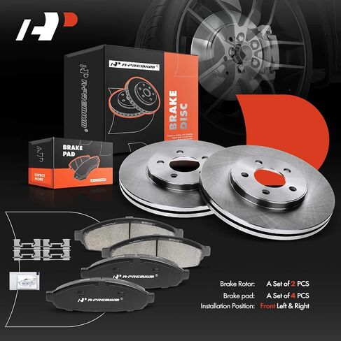 دوارات فرامل قرصية ذات فتحات تهوية أمامية مقاس 12.01 بوصة (305 مم) A-Premium + مجموعة وسادات سيراميك متوافقة مع موديلات مختارة من Ford وLincoln - Crown Victoria، Town Car & Grand Marquis 03-11، Marauder 03-04، مجموعة مكونة من 6 قطع in Saudi Arabia