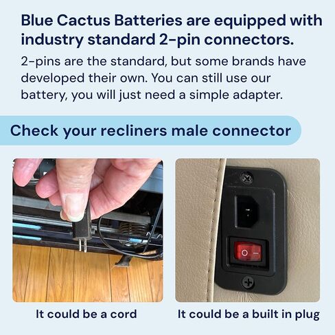 حزمة البطارية الزرقاء Big Cactus لإلغاء الأثاث مع شاشة LED وتنبيهات منخفضة الشحن - Wireless 5000mAh Couch Package Packable Reconsable for Power Recliner Supply in Kuwait