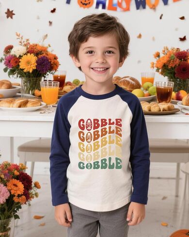 Thanksgiving Shirts for Kids Boys Girls Toddler Funny Turkey Pumpkin Graphic T-Shirt Clothes Tops Tee 2T-8Y in Saudi Arabia