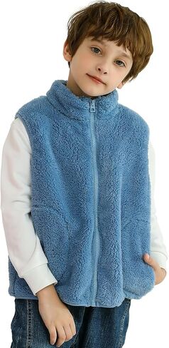 سترة بسحاب للفتيات والأولاد سترة دافئة من الصوف الناعم مع جيوب من 3 إلى 12 سنة in Kuwait