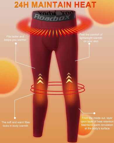 Roadbox Youth Boys' Thermal Compression Pants, Fleece Lind Base Layer Sports Leggings, Athletic Tights for Cold Weather in Saudi Arabia