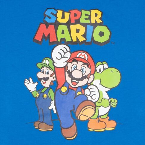 Nintendo Super Mario Bros Boys Matching Pullover Hooded Graphic Print T-Shirt and Jogger Pants 2-Piece Bundle Set for Kids in Saudi Arabia