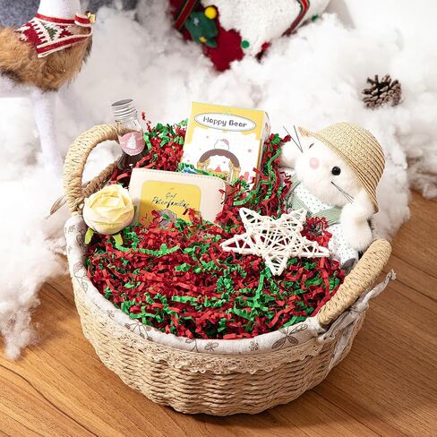 Mefleet 1 LB Crinkle Cut Paper Shred Filler Green & Red Crinkle Paper Shredded Paper for Gift Box - Gift Basket Filler - Gift Box Stuffing for Christmas Xmas Holiday Packaging Wrapping in Kuwait