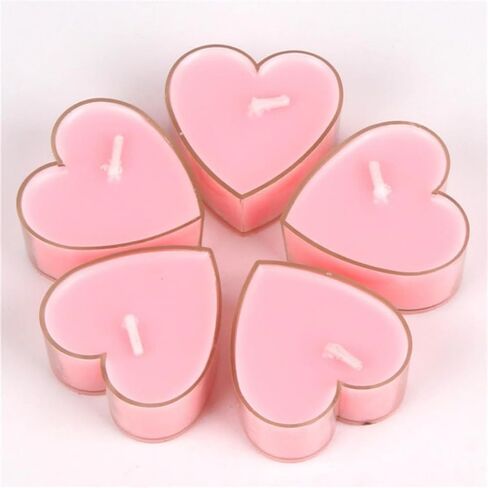 Tea Candles Heart Romantic Candle Small Sweet Wedding Party and Home 1.5-2 Hours Extended Burn Time Votive Parties Tealight Wishing Bulk Birthday Halloween Emergency Family 9 Pack (Pink) in Kuwait