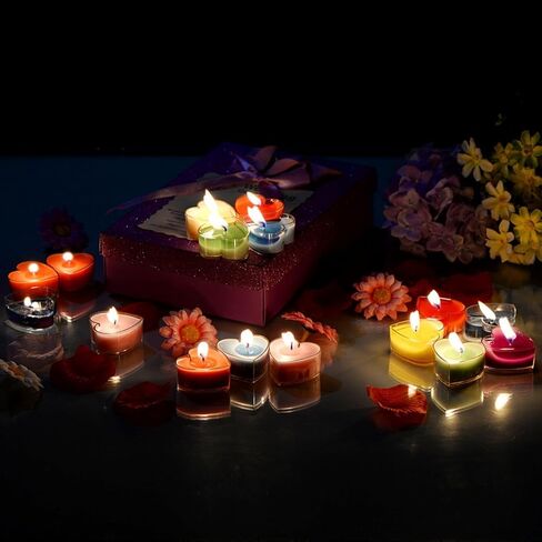Tea Candles Heart Romantic Candle Small Sweet Wedding Party and Home 1.5-2 Hours Extended Burn Time Votive Parties Tealight Wishing Bulk Birthday Halloween Emergency Family 9 Pack (Pink) in Kuwait