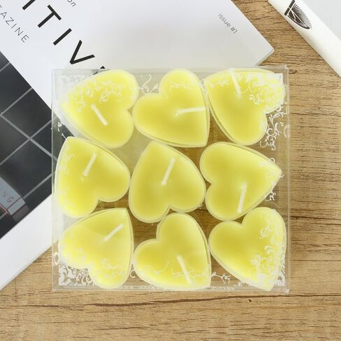 Tea Candles Heart Romantic Candle Small Sweet Wedding Party and Home 1.5-2 Hours Extended Burn Time Votive Parties Tealight Wishing Bulk Birthday Halloween Emergency Family 9 Pack (Pink) in Kuwait
