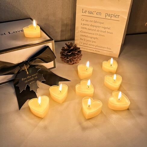 Tea Candles Heart Romantic Candle Small Sweet Wedding Party and Home 1.5-2 Hours Extended Burn Time Votive Parties Tealight Wishing Bulk Birthday Halloween Emergency Family 9 Pack (Pink) in Kuwait