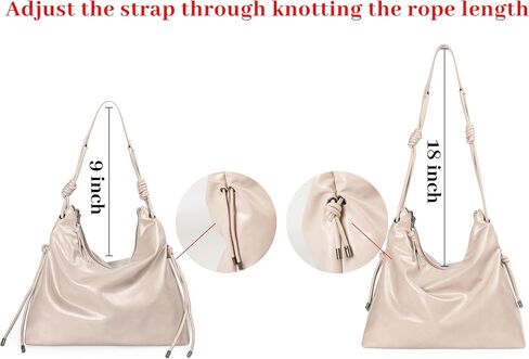 Soft Hobo Bag for Women Large Capacity Travel Designer Shoulder Purse with Knotted Adjustable Strap in Kuwait