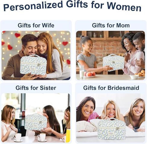 Makeup Bag, Quilted Bow Cosmetic Bag, Large Travel Aesthetic Make up Bag, Cute Coquette Toiletry Bag for Women Girls in Kuwait