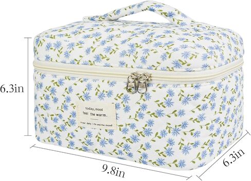 Makeup Bag, Quilted Bow Cosmetic Bag, Large Travel Aesthetic Make up Bag, Cute Coquette Toiletry Bag for Women Girls in Kuwait