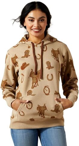 ARIAT Womens Logo 2.0 Printed Hoodie Athletic Outerwear Casual - Red in Saudi Arabia