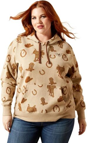 ARIAT Womens Logo 2.0 Printed Hoodie Athletic Outerwear Casual - Red in Saudi Arabia