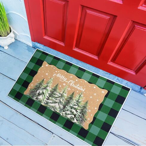 2 Piece Patriotic Doormats Combo Set 100% Coco Coir Star Welcome Mat Red Blue White 28 x 40 Inch Plaid Rug Layering Front Door America Anniversary for Independence Day Outdoor Entrance in Saudi Arabia