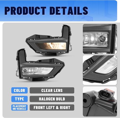 KUAFU Fog Light Kit Compatible with 2017-2020 Nissan Rogue Replacement for 261558995A 261508995A Front Bumper Driving Fog Lamp Set w/Bezels & Wiring Harness & Switch Left & Right Side - Clear Lens in Saudi Arabia