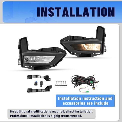 KUAFU Fog Light Kit Compatible with 2017-2020 Nissan Rogue Replacement for 261558995A 261508995A Front Bumper Driving Fog Lamp Set w/Bezels & Wiring Harness & Switch Left & Right Side - Clear Lens in Saudi Arabia