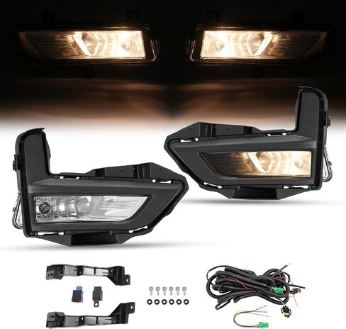 KUAFU Fog Light Kit Compatible with 2017-2020 Nissan Rogue Replacement for 261558995A 261508995A Front Bumper Driving Fog Lamp Set w/Bezels & Wiring Harness & Switch Left & Right Side - Clear Lens in Saudi Arabia