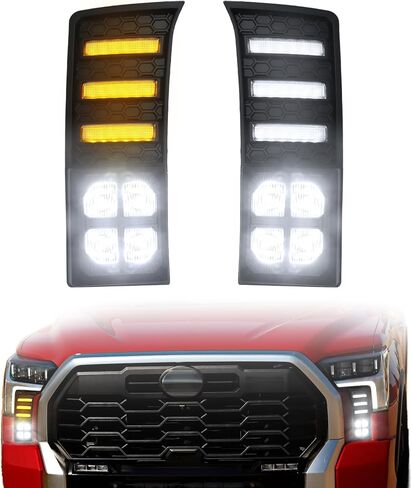 مصابيح الضباب LED ذات الطاقة العالية DRL لملحقات تويوتا تندرا 2022-2025 أضواء النهار الجري شعاع الفيضان مع إشارة الانعطاف المتتابعة DRL (ضباب كهرماني) in Kuwait