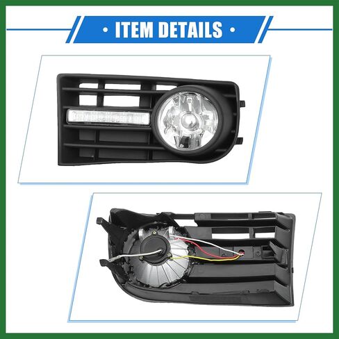 مجموعة مصابيح الضباب الأمامية من Motoforti متوافقة مع VW Golf Mk5 Rabbit 2006-2009، بلاستيك أسود متين مع LED يدوم طويلاً in Saudi Arabia