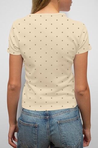 Women Y2k Vintage Short Sleeve Polka Dot Crop Baby Tees Tops Cute Slim Fit Crewneck Cropped T Shirts Streetwear in Saudi Arabia