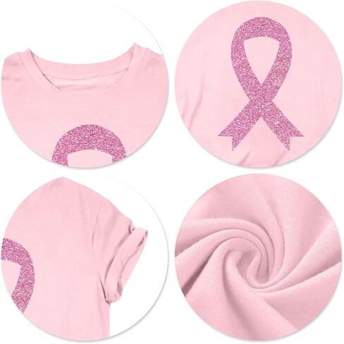 Breast Cancer Shirts: Wome Pink Ribbon Tshirt Cancer Awareness Tee Tops Support Squad Cancer T-Shirt in Saudi Arabia