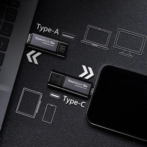 TEAMGROUP X1 256GB USB 100MB/s 3.2 Gen 1 Type A & Type C (3.1/3.0) OTG Dual Interface USB Flash Drive Data Storage Memory Stick Compatible with Smartphone/Tablet/Laptop/PC/MacBook TX13256GC01 in Saudi Arabia