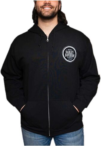 Harley-Davidson Men's Divided H-D Zip-Up Fleece Hooded Sweatshirt - Black in Saudi Arabia