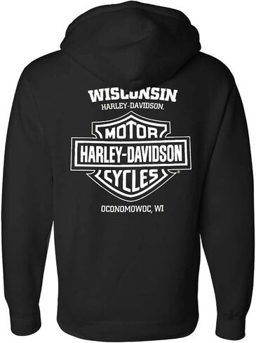 Harley-Davidson Men's Divided H-D Zip-Up Fleece Hooded Sweatshirt - Black in Saudi Arabia