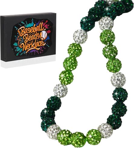 Baseball Beaded Necklace for Men,Baseball Necklace Gifts,Diamond Rhinestone Discoball bead necklace,Chain Necklace Gifts for Baseball Player Team Lovers in Saudi Arabia