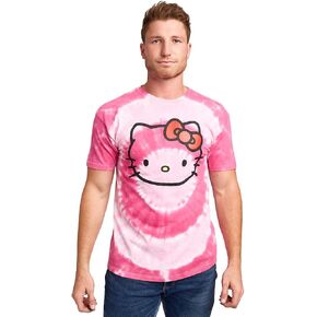 تي شيرت Hello Kitty Character Face رجالي وردي اللون ذو رقبة دائرية وأكمام قصيرة in Kuwait