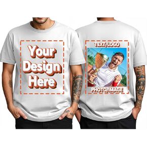Custom T Shirts for Men Personalized T Shirts with Logo Text Picture Design Your Own Tee Shirt with Front & Back Print in Saudi Arabia