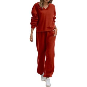Track Suits For Women Fall Outfits 2025 V Neck Sweatshirt Two Piece Lounge Sets in Kuwait