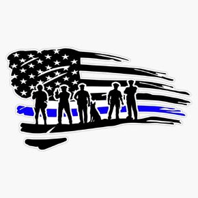 Thin Blue Line - Flag Window Bumper Sticker Decal 5" in Saudi Arabia