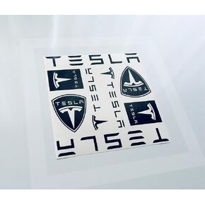 Set of 8 Vinyl Decals for Tesla Car Window, Wall, Laptop, Bumper Stickers (8 x 8 inches, Red & Black) in Saudi Arabia
