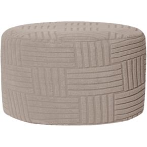 Round Ottoman Storage Cover, Round Soft Thick Ottoman Slipcover, Footrest Sofa Cover for Living Room, Beige in Kuwait