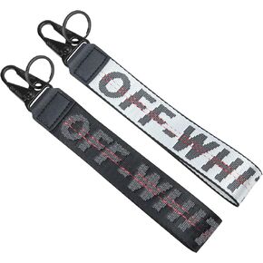 2 Pcs Fabric Keychain Wrist Lanyard, Black and white Car Keychain, Motorcycle Key Ring for Cars Keys Wallets Jeans Decoration, Car Accessories in Saudi Arabia