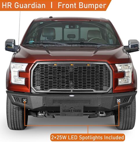 Hooke Road 2015 F150 Front Bumper w/LED Lights for 2015 2016 2017 Ford F-150 (Excluding Raptor), Full-Width Steel Bumper Works with OEM Tow Hooks in Saudi Arabia