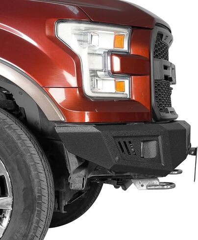 Hooke Road 2015 F150 Front Bumper w/LED Lights for 2015 2016 2017 Ford F-150 (Excluding Raptor), Full-Width Steel Bumper Works with OEM Tow Hooks in Saudi Arabia