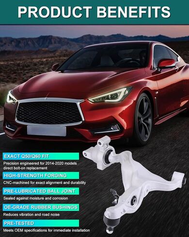Front Right Lower Control Arms with Ball Joints Fit for Infiniti 2014-2020 Q50 & 2017-2020 Q60 Passenger Side Front Suspension Kit Control Arm Replace OE 545004GE0B, 54500-4GE0A in Saudi Arabia